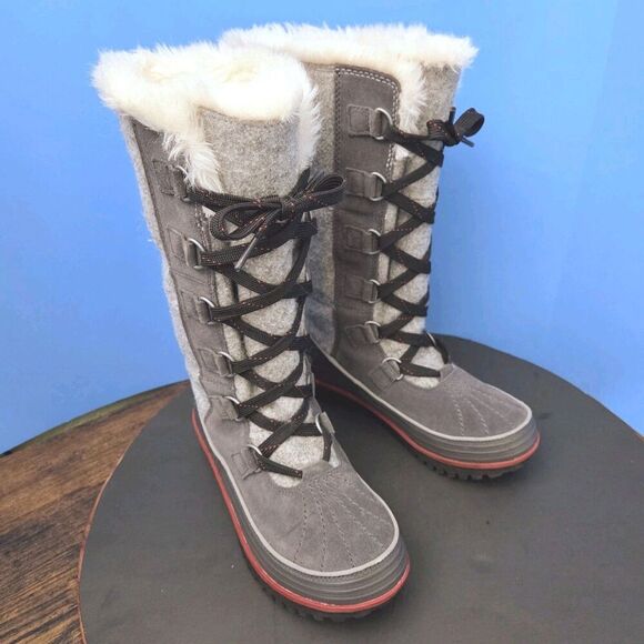 Sorel Tivoli High II Boots Women’s 6 Grey Suede Felt with Faux Fur Lining - Picture 12 of 12